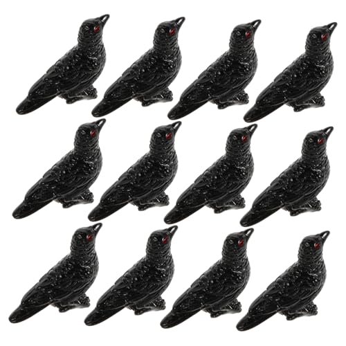 SOPOTUTU 12Stücke Mini Figuren Harz Vogel Krähen Skulpturen Für Mikrolandschaften Und Garten Dekoration Handwerk Ornamente Für Halloween Und Kreative von SOPOTUTU