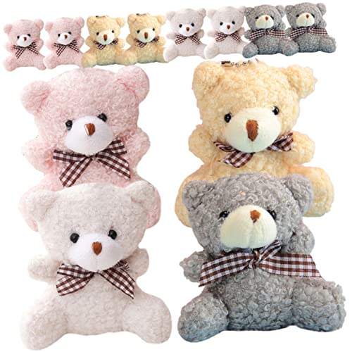 SOPOTUTU 12Stücke Teiliges Schlüsselanhänger Aus Plüsch Entzückende Bärenpuppen Für DIY Und Weihnachtsdekoration Langlebige Und Praktische Schlüsselbundanhänger Vier von SOPOTUTU