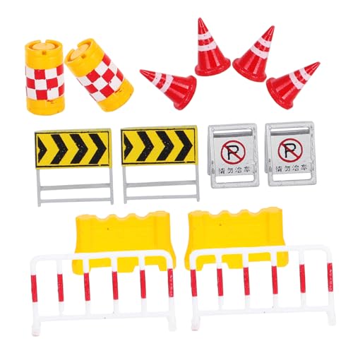 SOPOTUTU 14 Stck. Verkehrsbarrikadenmodell für Bahnübergänge Straßenschild Licht Nummernschilder Straßenmatte für Spielzeugautos Sportkegel Kinderverkehr Licht trainieren Harz von SOPOTUTU