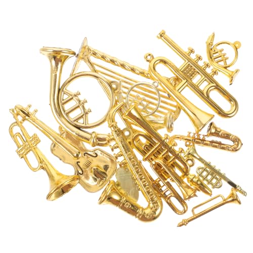 SOPOTUTU 14 Stück Teiliges Miniatur Musikinstrumente Set aus Acryl Farbenfrohe Weihnachtsbaum Deko Detailreiche Mini Weihnachtsbaumschmuck Anhänger für DIY Party und Mikro Szene Dekoration von SOPOTUTU