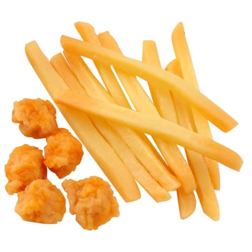 SOPOTUTU 15 Stück Teiliges Spiellebensmittel mit Realistischen Künstlichen Pommes Frites und Brathähnchen PVC Material Geruchsneutral Langlebig für Kleinkinder und Rollenspiele in Küche von SOPOTUTU