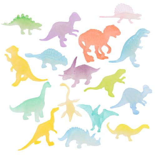 SOPOTUTU 16 Stück Teiliges Kleine Leuchtende Dinosaurierfiguren Realistische Glow in The Dark Modelle für Party Mitgebsel Lernspielzeug und Ostergeschenk Handliche für Goody Bags von SOPOTUTU