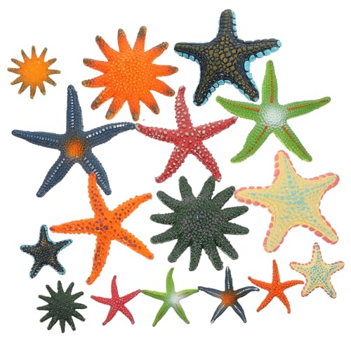 SOPOTUTU 16 Stück Teiliges Sea Star TPR Lebensechte Meerestier Figuren Wasserdichtes Pool Bunte Deko für Kinderzimmer Aquarium und Fotorequisiten von SOPOTUTU