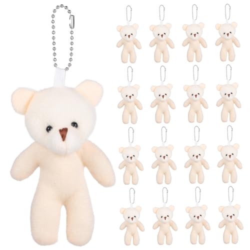 SOPOTUTU 18 Stück Teiliges Kleine Teddybär Schlüsselanhänger Plüschbären Flauschig Kompakt für Erwachsene als Geburtstagsgeschenk und Taschenanhänger Geeignet von SOPOTUTU