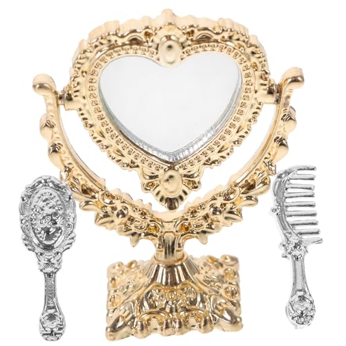 SOPOTUTU 1Satz Miniaturspiegel im Vintage Stil Herzförmiger Puppenhausspiegel aus Deko Accessoire für Puppenhäuser für Kreative Spielwelten und von SOPOTUTU