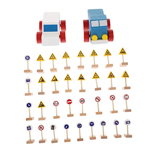 SOPOTUTU 1Satz Umweltfreundliches Verkehrszeichen Spielzeugset Aus Holz Für Kognitive Lernspiele Für Verkehrswissen Und Und Tragbares Für Frühkindliche Bildung von SOPOTUTU
