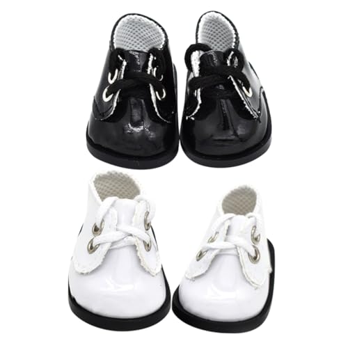 SOPOTUTU 2 Paare Mini Plüsch Puppenschuhe Leichte Kunstleder Sneaker für Puppen Glatte Kanten Langlebig Puppenzubehör für Kreative zum Dekorieren von SOPOTUTU