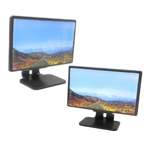 SOPOTUTU 2 Puppenhaus Miniatur Fernseher aus Robustem Kunststoff Realistische Details Optimal für Standard Puppenhäuser als Wohnzimmerdekoration und Miniatur-zubehör von SOPOTUTU