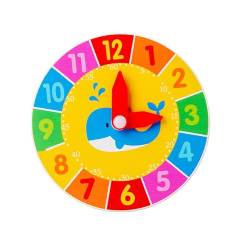 SOPOTUTU 2 STÜCK Teiliges Holz Lernwecker Pädagogisches Uhrenspielzeug für Bunte Cartoon Designs Wal und Blume Fördert Kognitive Entwicklung und Hand Augen koordination Lernspielzeug für von SOPOTUTU