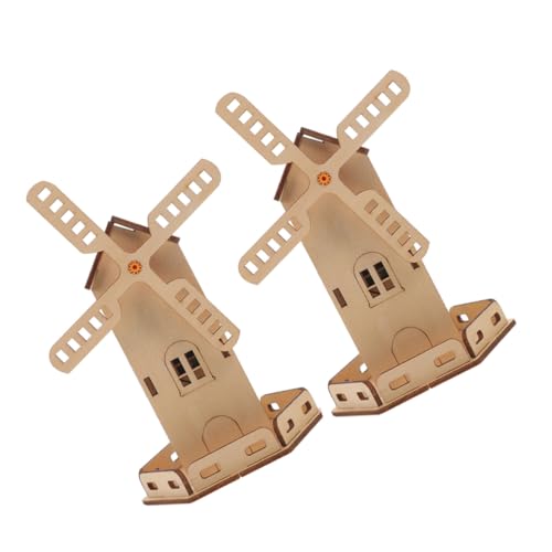 SOPOTUTU 2 Sätze DIY Solar Windmühle Bausatz Holz erneuerbare Energie Wissenschaftsspielzeug für Ab Jahre Geburtstagsgeschenk Lernspielzeug Kreativ und Sicher von SOPOTUTU