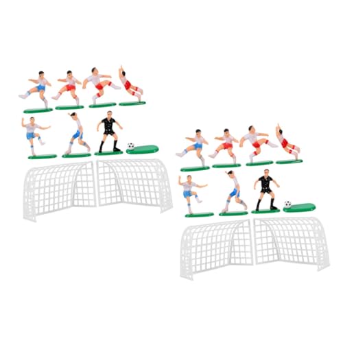 SOPOTUTU 2 Sätze Fußball Miniatur Kuchen Teilig Langlebige Kunststoff Tortendeko mit und Spielern Tragbare Fußballparty Deko für Geburtstagsfeiern und Fußballfans von SOPOTUTU