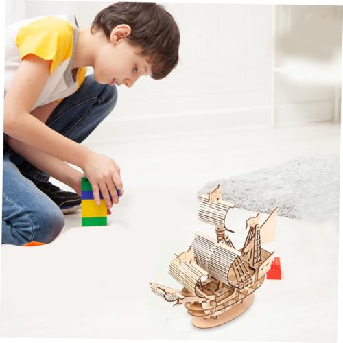 SOPOTUTU 2 Sätze Holz Segelboot Puzzle für Erwachsene Naturbelassenes Bausatz Kreatives Lernspielzeug Dekoratives Modell für Zuhause Büro Geschenk zu Weihnachten und Geburtstag von SOPOTUTU