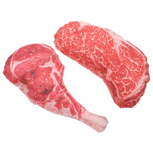 SOPOTUTU 2 Sätze Lebensechtes Künstliches Rindersteak Realistische Fleischdekoration Detailgetreu Vielseitig als Tischdeko Fotorequisite für Restaurant und Zuhause von SOPOTUTU
