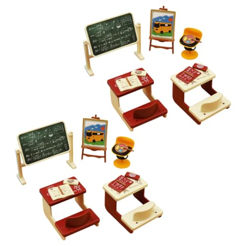 SOPOTUTU 2 Sätze Miniatur Klassenzimmer Modell Realistische Mini Tafel Dekoration Vivid Mini Haus Zubehör Glatte Oberfläche DIY Puppenhaus Schulmöbel für Heim und Bürodeko von SOPOTUTU