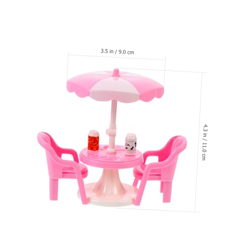 SOPOTUTU 2 Sätze Miniatur Strandstuhl und Sonnenschirm Realistische Stranddeko für Puppenhaus Kreative Mini strandeinrichtung Leicht und Detailreich Zubehör für Zufällige Zufällige Farbe von SOPOTUTU