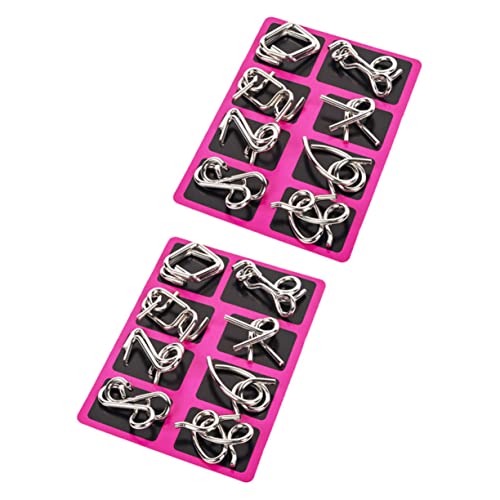 SOPOTUTU 2 Sätze Neun Serien kinderspielzeug für EQ Puzzle Ring ineinandergreifendes Puzzle Puzzles aus Metalldraht IQ-Rätsel aus Metalldraht Rostfreier Stahl rot von SOPOTUTU