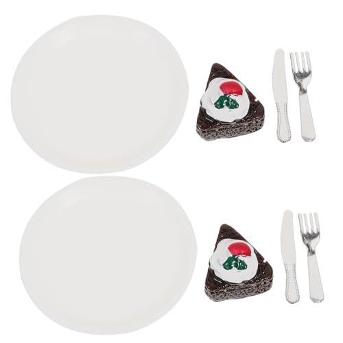 SOPOTUTU 2 Sets Mini Kuchenteller Dessert Dekorationen Mini Kuchen Ornament Miniatur Modell Fake Food Prop Winziges Essen Fake Cake Ornament Food Prop Decor Miniatur von SOPOTUTU