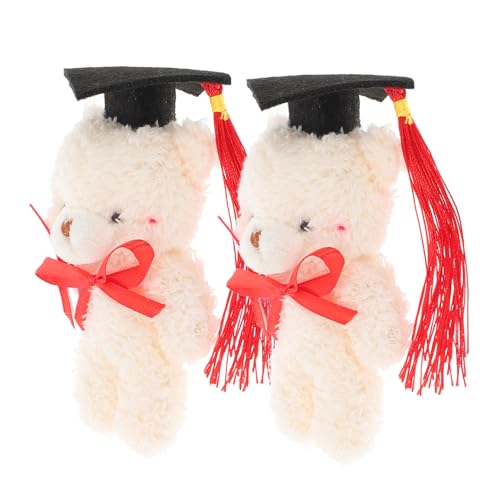 SOPOTUTU 2 Stück Doktorbär Material Mini Abschluss Plüschbären Abschlussfeier Bär Blumenstrauß Bären Mini Plüschbär Puppe Abschlussbär Figur Beige Plüsch von SOPOTUTU