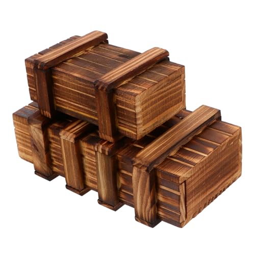 SOPOTUTU 2 Stück Geheimfach Holzbox mit Schublade Puzzle für Lernspiel Intelligenzfördernd Robust und Praktisch Geeignet für Jungen und Mädchen von SOPOTUTU