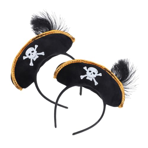SOPOTUTU 2 Stück Halloween Haarreif Piraten Kapitän Haarband Karneval Kostüm Zubehör Leicht Wiederverwendbar Komfortabel Geeignet für Party Cosplay und Fotoshootings Einheitsgröße von SOPOTUTU