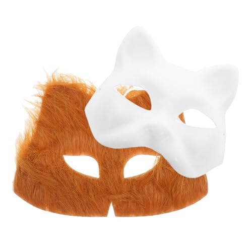 SOPOTUTU 2 Stück Katzenmaske DIY Tiermaske Rolle Maske tiermasken Fasching Masken Rollenspiel Masken Maskenkostüm Maskenbau-Kit Tiergesichtsmaske Katzenfrauenmaske Plüsch Yellow von SOPOTUTU