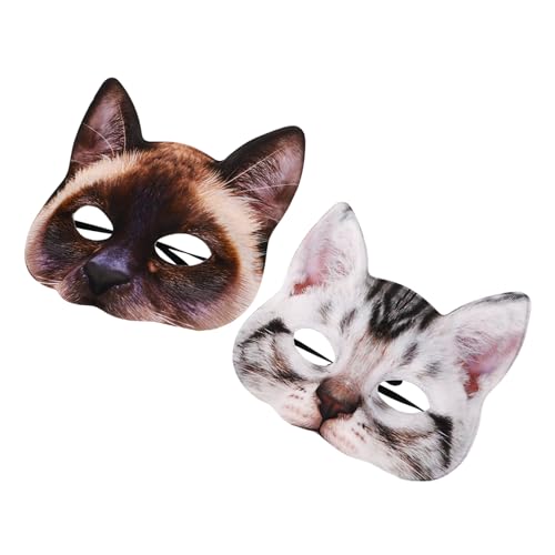 SOPOTUTU 2 Stück Katzenmasken Tiergesicht Masken Elastisch Realistisch Für Halloween Karneval Cosplay Maskerade Party Erwachsene von SOPOTUTU