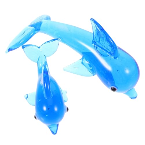 SOPOTUTU 2 Stück Kleine Delphinverzierung Delfinfiguren Tierfigur Aus Glas Delphin Valentinstagdekorationen Delphin-Ornament Heimtextilien Dekoration Aquarienschmuck Blue Kristall von SOPOTUTU