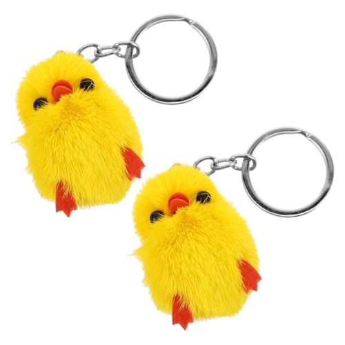 SOPOTUTU 2 Stück Kleiner Gelber Enten-schlüsselanhänger Ente Schlüsselanhänger Kette Dekorativ Süßer Plüsch-schlüsselanhänger Geburtstag Plüsch Schlüsselanhänger Yellow Rostfreier Stahl von SOPOTUTU