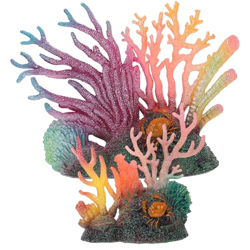 SOPOTUTU 2 Stück Künstliche Aquarium Korallen Langlebige Farbechte Dekoration für Süß Salzwasser Fischsicheres Aquarien Ornament Realistische Unterwasser Pflanzen für Frisches Flair von SOPOTUTU