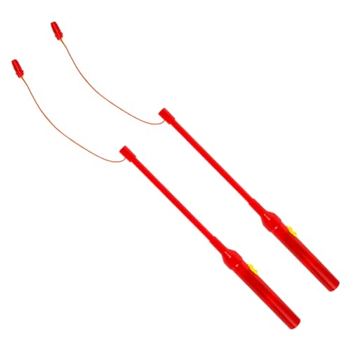 SOPOTUTU 2 Stück Laternenstab Festival leuchtstab Kunststoff feiern Dekoration Handstablampe LED Lichtschlauch LED-Lichterketten Glühstäbe zum elektrischen Wandfischen Plastik rot von SOPOTUTU