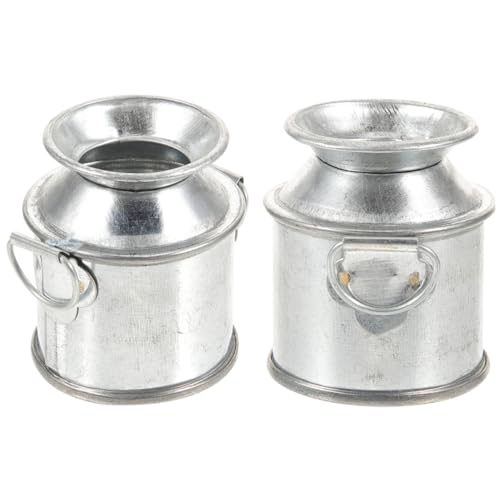 SOPOTUTU 2 Stück Mini Blumeneimer Puppenkrug DIY Miniatur Mini Weißblecheimer Dekorhaus Kleine Kleine Eimer Mini Eimer Mini Vase Silbermetall von SOPOTUTU