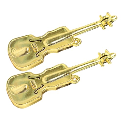 SOPOTUTU 2 Stück Mini-Geige Lustige Mini-Pakete-Ornament Miniatursachen Violine Weihnachtsschmuck Verzierungen Für Musikinstrumente Ornamente Für Musikinstrumente Minituren Plastik Golden von SOPOTUTU