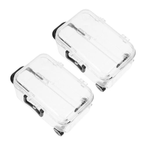SOPOTUTU 2 Stück Mini Kleideraufbewahrungsbox Mini Gepäck Partygeschenk Mini Puppenhauszubehör Mini Koffer Mini Koffer Partygeschenk Mini Puppenhauszubehör Transparenter Kunststoff von SOPOTUTU