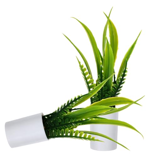 SOPOTUTU 2 Stück Mini-Topfgrünpflanzen drinnen gefälscht Anlage Wohnkultur künstlich Miniatur-Bonsai schmücken Miniatur -Topfpflanze Mini Bonsai Puppenhaus-Requisite Puppenhausdekor Plastik von SOPOTUTU