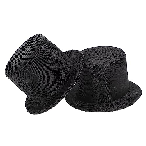 SOPOTUTU 2 Stück Mini Zylinderhüte Kleine Handgefertigte Mini Hüte für Puppen Schneemann Weihnachtsdekoration DIY Basteln Accessoires Schwarz von SOPOTUTU