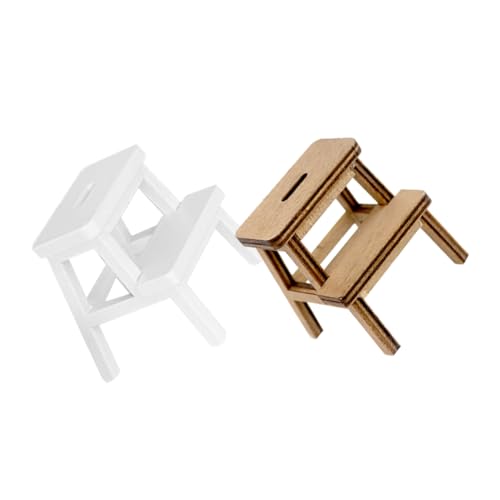 SOPOTUTU 2 Stück Miniatur Holz Hocker Teiliges Puppenhaus Möbel aus Stabilem Holz zur Dekoration und Gestaltung von Miniaturwelten Weiß und Vintage Holzfarbe SOPOTUTU 2 Stück Miniatur Holz Hocker Teiliges Puppenhaus Möbel aus Stabilem Holz zur Dekoration und Gestaltung von Miniaturwelten Weiß und Vintage Holzfarbe von SOPOTUTU