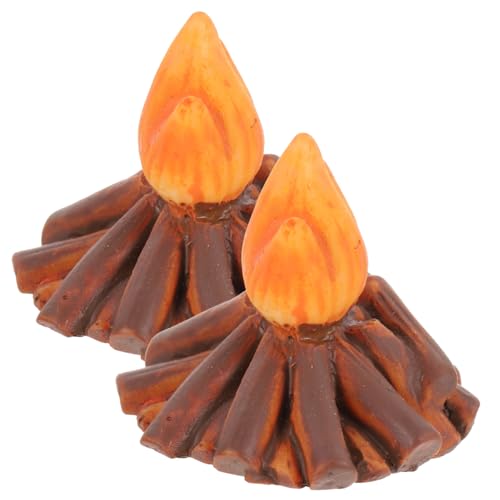 SOPOTUTU 2 Stück Miniatur Modell aus Harz Realistische Kleine Feuerstelle für DIY Mikrolandschaft Garten und Partydeko Detailreich Gestaltetes Campfire Ornament von SOPOTUTU