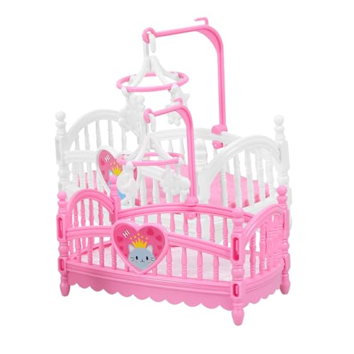 SOPOTUTU 2 Stück Miniatur Puppenhaus Möbel Teiliges Babybett Dekoration Kompakte Miniatur für Puppenzimmer Zubehör Farblich Gemischte Babyschlafmöbel für Detailreiche von SOPOTUTU