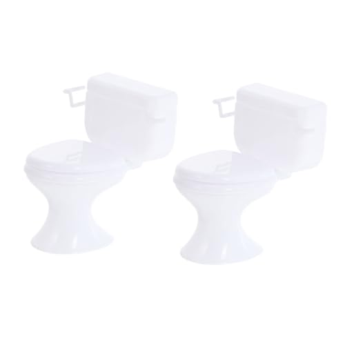 SOPOTUTU 2 Stück Miniatur Puppenhaus Toilette Teilig Weiß Mini Badezimmer Möbel für Puppenhaus Dekoration Langlebig und Realistisch von SOPOTUTU