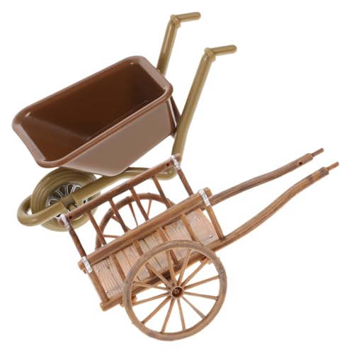 SOPOTUTU 2 Stück Miniatur Schubkarre Micro Landscape Cart Mini Gartenkarre Dekoration Miniatur Trolley Modell Realistisches Design als Fotorequisite und Feengarten Deko von SOPOTUTU
