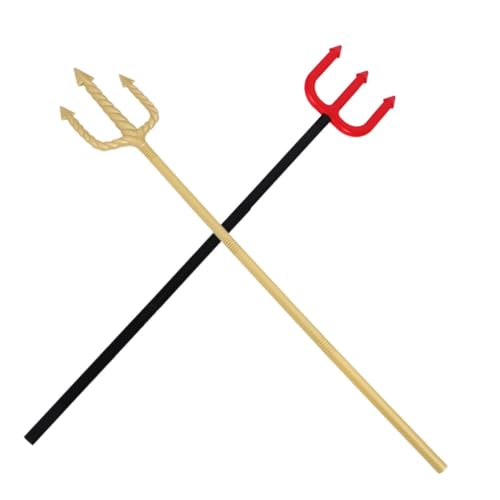 SOPOTUTU 2 Stück Party-Requisiten- Cosplay Dämon Prop Halloween Cosplay Pitchgabel aus Kunststoff Halloween Kostümzubehör Teufelskostüm Damen Accessoires Teufelskostümgabel Abs von SOPOTUTU