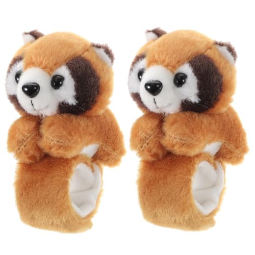 SOPOTUTU 2 Stück Plüsch Slap Armband Waschbär Motiv Weiches Kinderarmband für Tier mottoparty Geburtstags mitgebsel Einfache Anwendung Niedliche Kinderparty Deko von SOPOTUTU