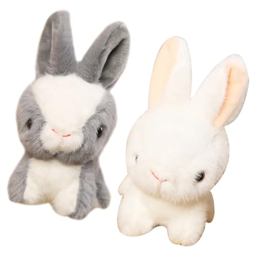 SOPOTUTU 2 Stück Plüschhase Schlüsselanhänger Flauschiges Kaninchen Anhänger Weiche Kuscheltier Deko Kleines Häschen als zu Ostern und Weihnachten Tragbar und Langlebig von SOPOTUTU