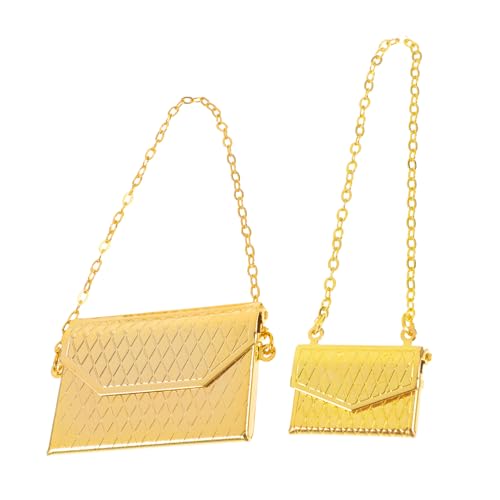 SOPOTUTU 2stücke Miniatur Alloy Tasche Für Puppenhaus Realistische Schultertaschen Dekoration Mini Metallbeutel Zubehör Für Maßstab Puppenstuben Und Spielzeug von SOPOTUTU