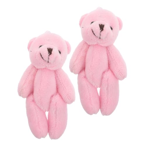 SOPOTUTU 2 Stück Puppenhauspuppe Bär Plüsch Miniatur-plüschbärenspielzeug Kleine Bären Mini-kuscheltiere Mini-bärenpuppen Minibären Aus Plüsch Kleiner Ausgestopfter Bär Kurzer Plüsch Rosa von SOPOTUTU