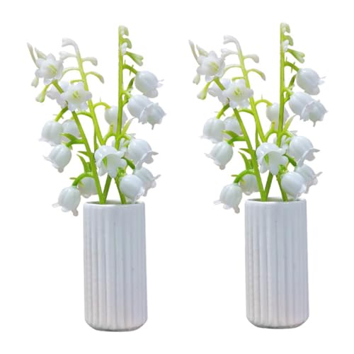SOPOTUTU 2 Stück Puppenhausvase gefälscht Miniatur künstlich kunstpflanze kunstplflanze Artificial Plant Indoor Plants House Plants simulierter Bonsai Mini- -Landschaftsstütze Harz von SOPOTUTU
