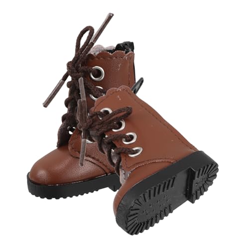 SOPOTUTU 2 Stück Puppenschuhe Stoffpuppen Puppen Lustige Kleines Haustier Ball Kauspielzeug Plüschpuppen Styling Stiefel Modische Brosche Puppenschuhe Braunes Tuch von SOPOTUTU