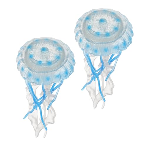 SOPOTUTU 2 Stück Quallenmodell Gefälschte Qualle Realistische Meerestierfiguren Qualle Stofftier Dekorationen Für Aquarien Realistische Quallenfigur Simulierte Quallen Plastik Sky-Blue von SOPOTUTU
