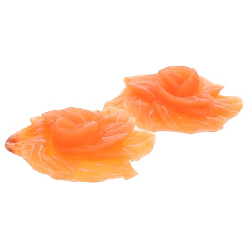 SOPOTUTU 2 Stück Realistische Künstliche Lachsscheiben aus Langlebigem Lebensechte Form und Farbe Vielseitige Küchen Deko und Fotorequisiten für Party Hochzeit und Sushi Darstellung von SOPOTUTU