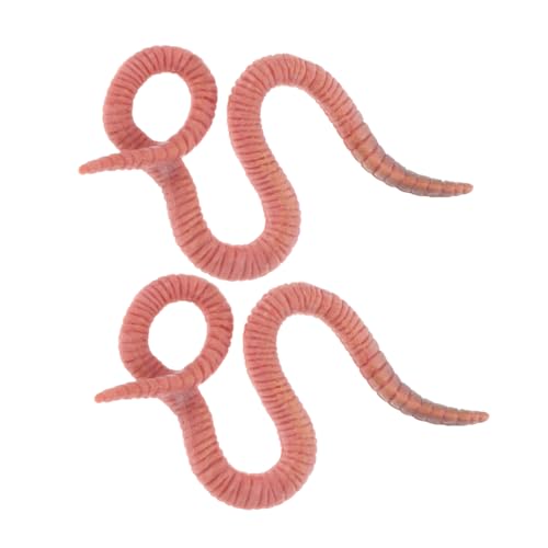 SOPOTUTU 2 Stück Regenwurm Tiermodell Tiermodell Crawler Zappelwurm Wunderwurm Simulationsmodell Realistische Künstliche Party Regenwurm Dekoration Rosa Kunststoff von SOPOTUTU